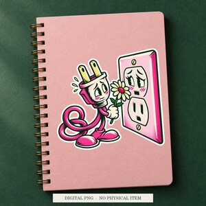 Plug Seeking Connection displayed on a notebook. Digital mockup showing a creative use for the PNG.