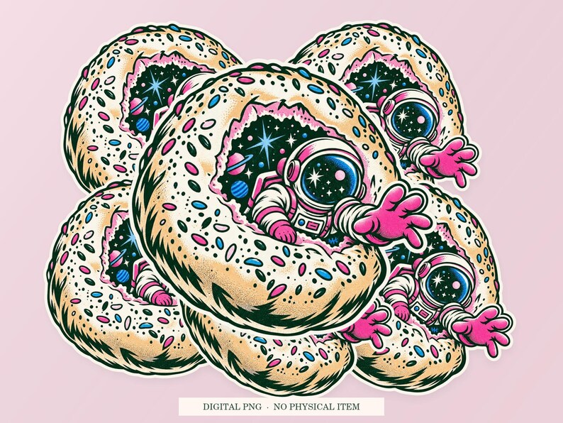 Bagel Portal shown in a playful sticker cluster on powder pink. Digital mockup, no physical stickers included.