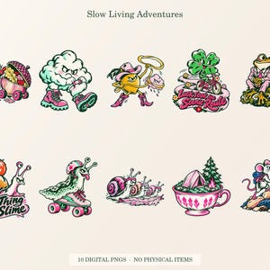 Slow Living Adventures overview showing all ten included transparent PNG designs.