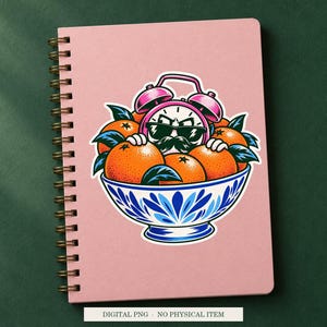 Alarm Clock Witness Protection displayed on a notebook. Digital mockup showing a creative use for the PNG.