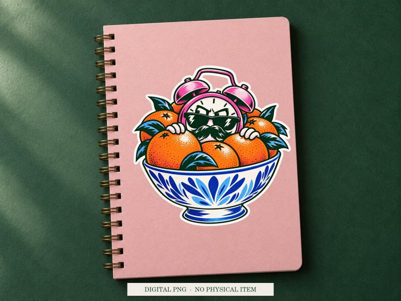 Alarm Clock Witness Protection displayed on a notebook. Digital mockup showing a creative use for the PNG.