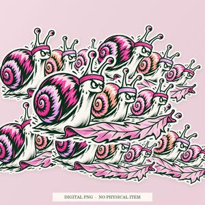 Snail Run Club shown in a playful sticker cluster on powder pink. Digital mockup, no physical stickers included.