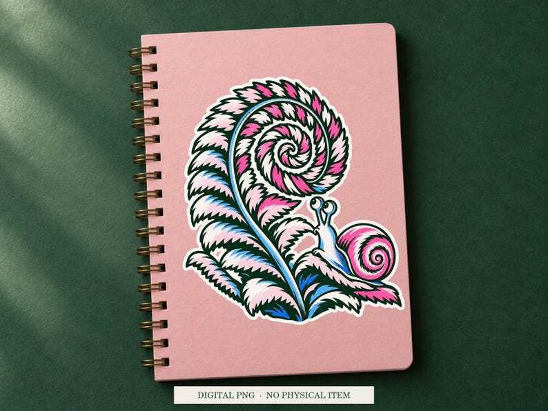 Fern Fingerprint displayed on a notebook. Digital mockup showing a creative use for the PNG.