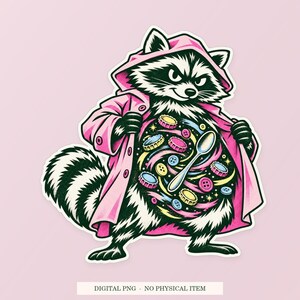 Raccoon Pocket Universe PNG, Whimsical Clipart, Transparent Digital Download image 1