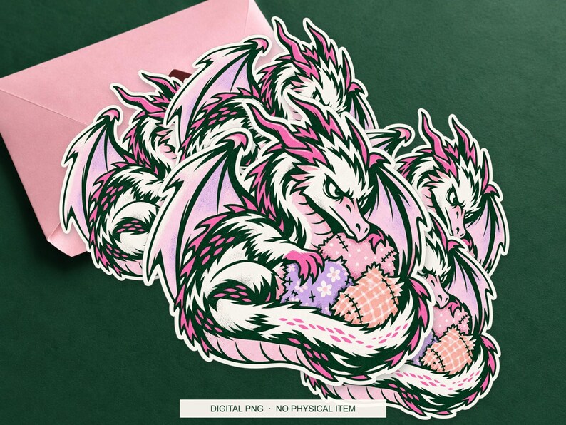 Lucky Somewhere Fabric Scrap Dragon digital PNG artwork shown in a styled preview. One design. Digital download only, no physical item.
