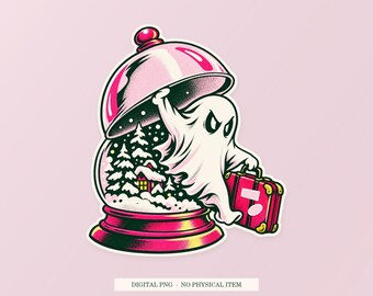Haunted Snow Globe Escape PNG, Whimsical Clipart, Transparent Digital Download