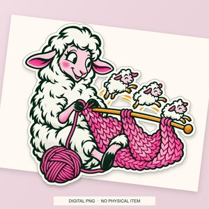Lucky Somewhere Stitch Counter Sheep digital PNG artwork shown in a styled preview. One design. Digital download only, no physical item.
