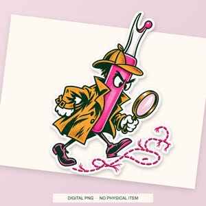 Lucky Somewhere Seam Ripper Detective digital PNG artwork shown in a styled preview. One design. Digital download only, no physical item.