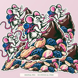 Trail Mix Expedition shown in a playful sticker cluster on powder pink. Digital mockup, no physical stickers included.