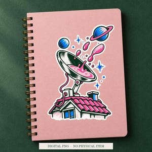 Spoon Satellite Dish displayed on a notebook. Digital mockup showing a creative use for the PNG.