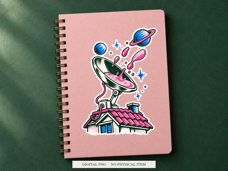 Spoon Satellite Dish displayed on a notebook. Digital mockup showing a creative use for the PNG.