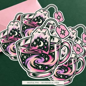 Night Sky Tea Bag displayed on an envelope with a green background. Digital mockup, no physical item included.