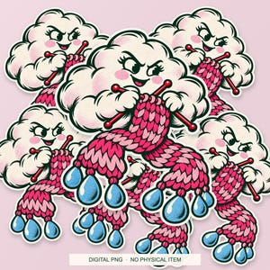 Lucky Somewhere Knitting Forecast digital PNG artwork shown in a styled preview. One design. Digital download only, no physical item.
