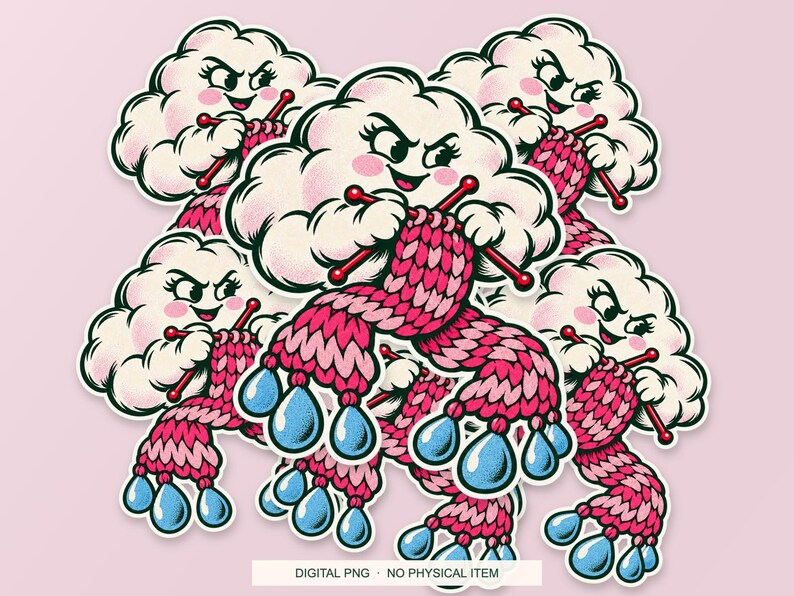 Lucky Somewhere Knitting Forecast digital PNG artwork shown in a styled preview. One design. Digital download only, no physical item.