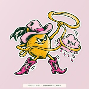 Lemon Cloud Wrangler PNG, Whimsical Clipart, Transparent Digital Download image 1