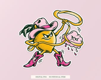 レモンクラウドラングラーPNG、風変わりなクリップアート、透明なデジタルダウンロード