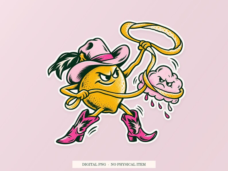 Lemon Cloud Wrangler PNG, Whimsical Clipart, Transparent Digital Download image 1