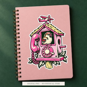 Airplane Mode Birdhouse displayed on a notebook. Digital mockup showing a creative use for the PNG.