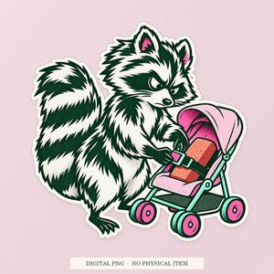 Waschbär-Motivziegel als emotionale Unterstützung (PNG), verspielte Cliparts, transparenter digitaler Download Bild 1