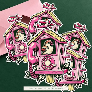 Airplane Mode Birdhouse displayed on an envelope with a green background. Digital mockup, no physical item included.
