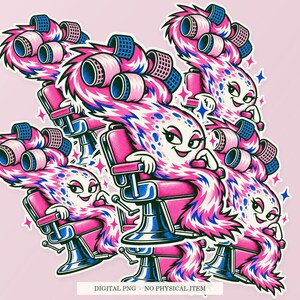Comet Hair Appointment shown in a playful sticker cluster on powder pink. Digital mockup, no physical stickers included.