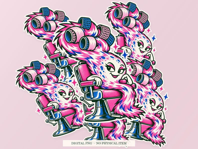 Comet Hair Appointment shown in a playful sticker cluster on powder pink. Digital mockup, no physical stickers included.