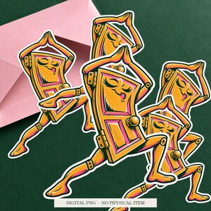 Door Hinge Yoga displayed on an envelope with a green background. Digital mockup, no physical item included.