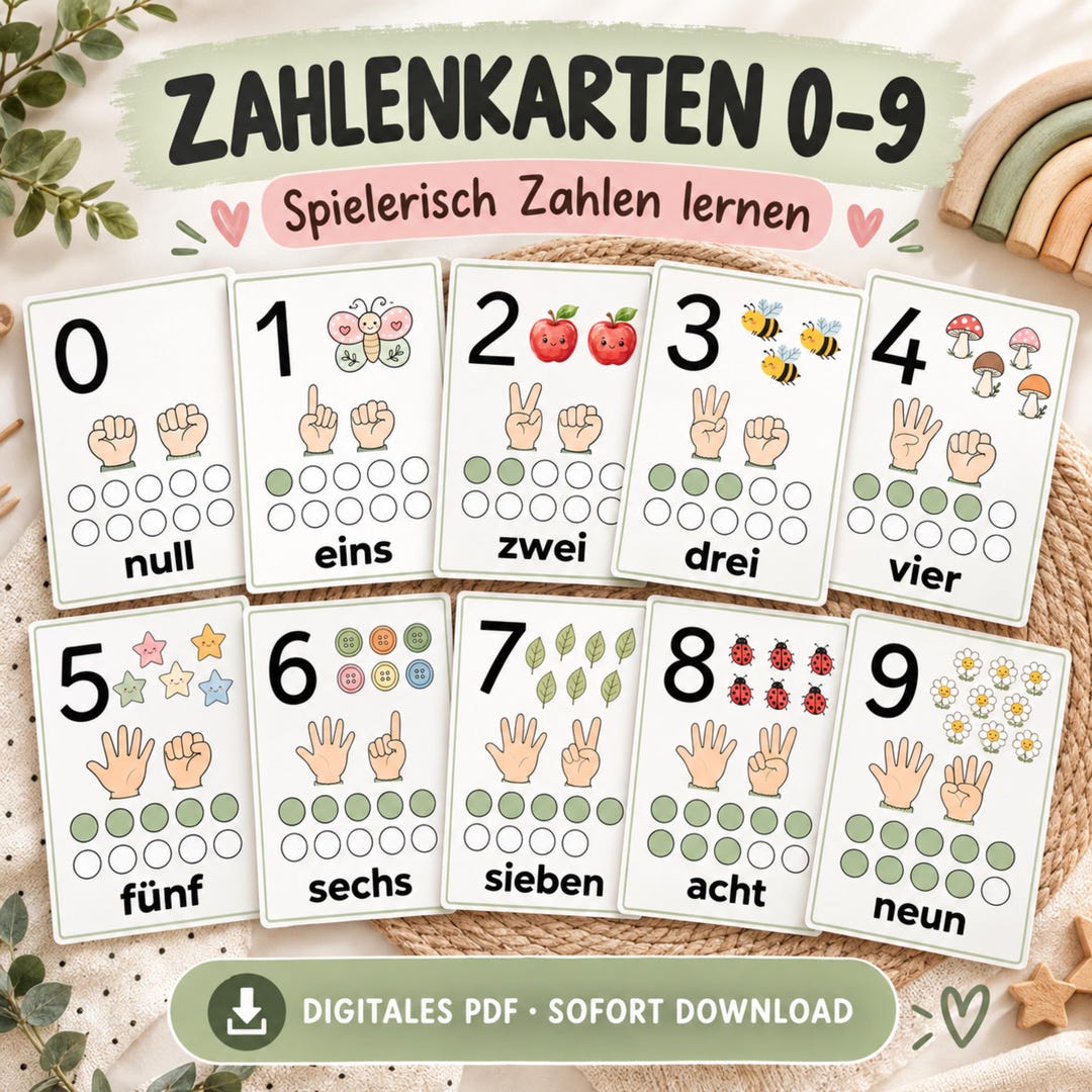 Numbers Csrd Number Cards 0-9 Preschool PDF | Learning Numbers | Kindergarten ...