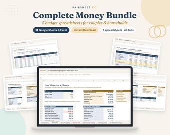 Couples Budget Bundle | Monthly, Paycheck, Debt, Holiday Trackers (Digital Download)