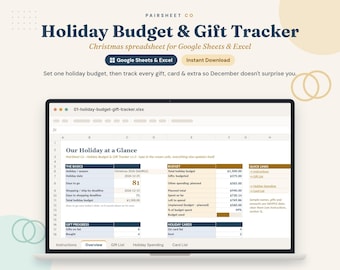 Holiday Budget & Gift Tracker Spreadsheet | Christmas Planner (Digital Download)