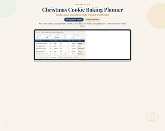 Christmas Cookie Baking Planner Spreadsheet | Cookie Menu, Ingredients, Bake Schedule & Gift Boxes | Google Sheets + Excel