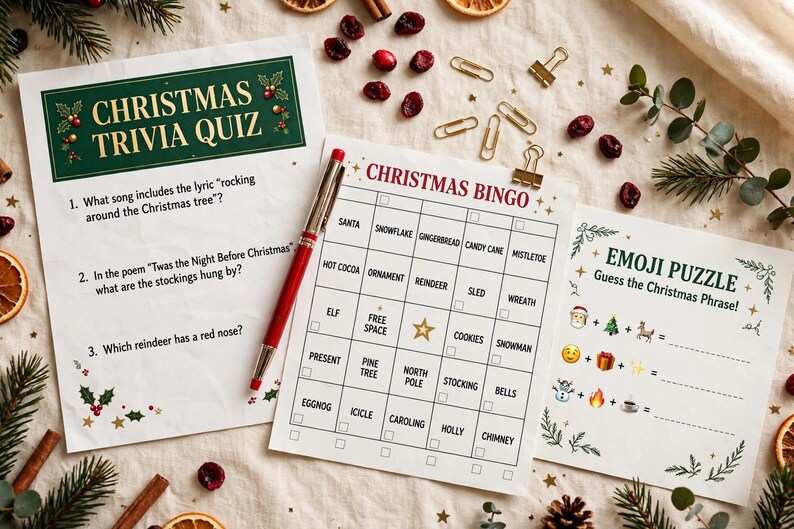 Christmas Party Games Bundle, 8 Printable Games for Adults Family ...