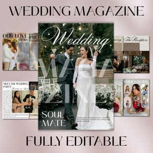 Editable Wedding Magazine Template | Customizable Canva Wedding Program Booklet