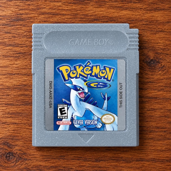 Pokemon Silver Game Boy Color Cartridge, Vintage Nintendo GBC Game, Retro Gaming Gift for Gamers, Johto Edition