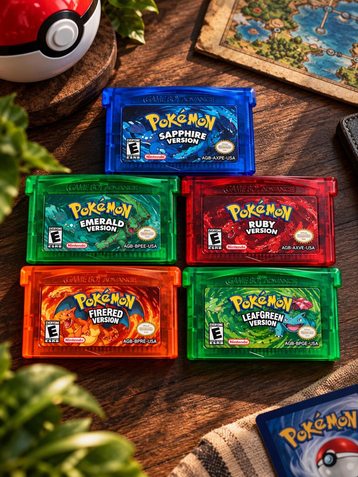 Pokemon GBA Games Bundle, Emerald Ruby Sapphire FireRed LeafGreen, Game Boy Advance Cartridges, Retro Games, photo 2 of 3