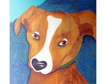 Dog with Heart Nose Art Print of Original Painting