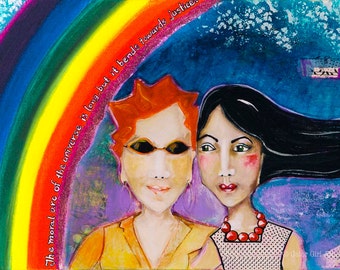 Lesbian Couple Marriage Equality Limited Edition Art Print-- And Justice For All