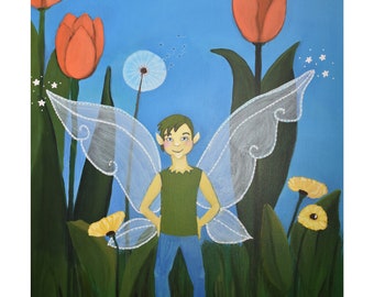 Garden Fairy Art Print of Original Painting