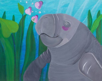 Manatee, 11 x 14 Limited Edition Print from Original Art