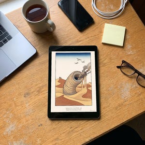 Dune Poster Art Print, Frank Herbert Sandworm Japanese Woodblock Wall Art, Arrakis Sci Fi Gift image 9