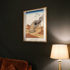 Dune Poster Art Print, Frank Herbert Sandworm Japanese Woodblock Wall Art, Arrakis Sci Fi Gift image 5