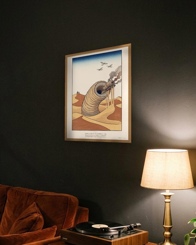 Dune Poster Art Print, Frank Herbert Sandworm Japanese Woodblock Wall Art, Arrakis Sci Fi Gift image 5