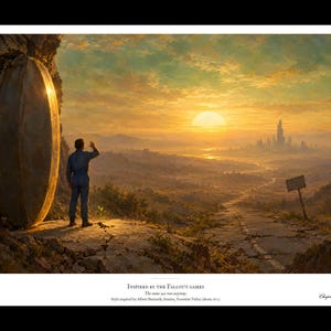 Fallout Inspired Print, The First Sunrise, Wasteland Dawn Gamer Gift Wall Art