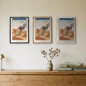 Dune Poster Art Print, Frank Herbert Sandworm Japanese Woodblock Wall Art, Arrakis Sci Fi Gift image 6