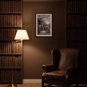Lord of the Rings Art Print, Fellowship Grief at Moria Etching Wall Art, Lothlorien Tolkien Gift image 3