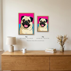 Personalised pet portrait print: Size guide: A3 and A4 side by side