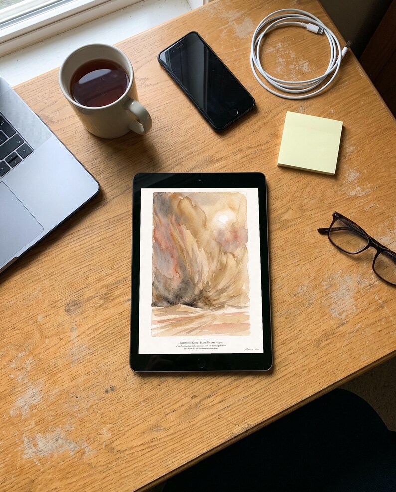 Dune Poster Art Print, Frank Herbert Arrakis Sandstorm Watercolour Wall Art, Sci Fi Book Lover Gift image 9