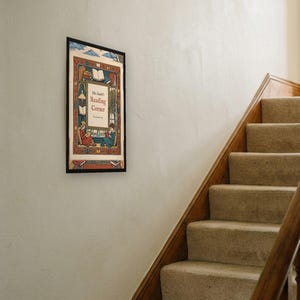 Personalised reading corner bookplate print in engraved ink on cream: a border of stacked books, a reading lamp and an open window, with Ex Libris above and a teacher's name and class year set in the centre.