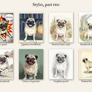 Personalised pet portrait print: Eight more styles, from storybook to classic oil