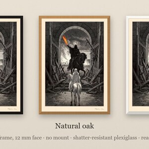Lord of the Rings Art Print, Minas Tirith Gate Wood Engraving Poster, Dark Fantasy Tolkien Gift image 6